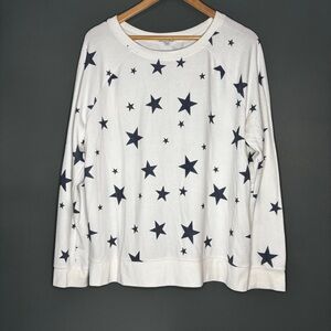 Grayson Threads White Pullover with Navy Star Print